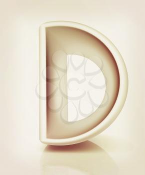 3D metall letter D isolated on white . 3D illustration. Vintage style.
