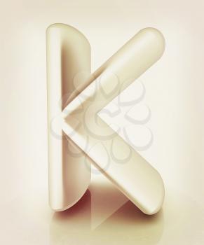 3D metall letter K isolated on white . 3D illustration. Vintage style.