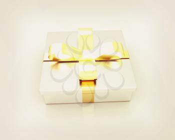 Gifts with ribbon on a white background . 3D illustration. Vintage style.
