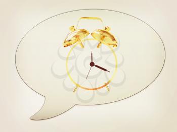 messenger window icon. Gold alarm clock icon . 3D illustration. Vintage style.