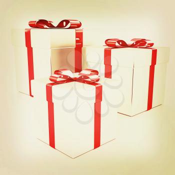gift boxes. 3D illustration. Vintage style.