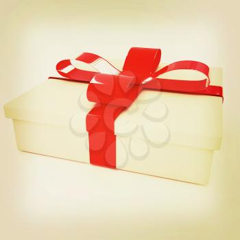 Gifts with ribbon on a white background . 3D illustration. Vintage style.