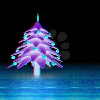 Christmas background. 3d illustration. Anaglyph. View with red/cyan glasses to see in 3D.