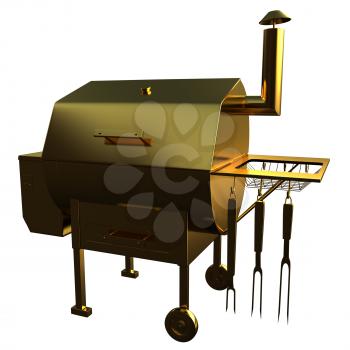 Gold BBQ Grill. 3d illustration