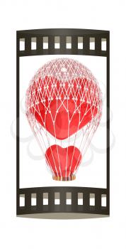 Hot Air Balloon of heart with heart. Wedding concept. 3d render