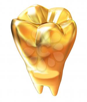 Gold tooth. 3d illustration