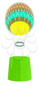 Hot  Colored Air Balloon and  basket. 3d render