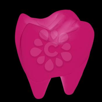 Colorful tooth. 3d illustration. On a black background.