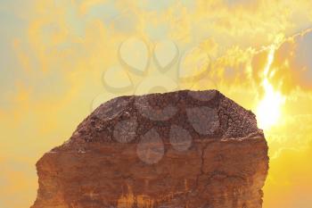 Sunset and rock. Abstract illustration