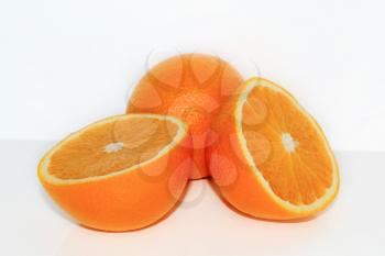 Image of appetizing ripe orange on white background
