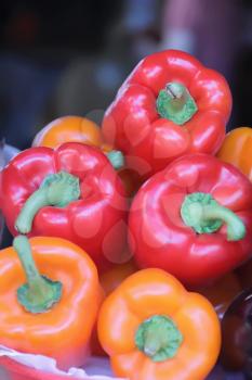 Image of red and yellow raw pepper