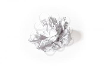 Image of crumpled paper ball on white background