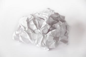Image of crumpled paper ball on white background