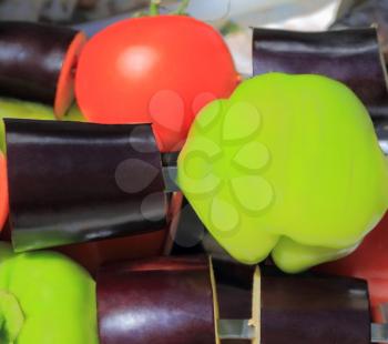 Image of red green and violet raw vegetable