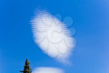 Summer blue sky with white oval cloud