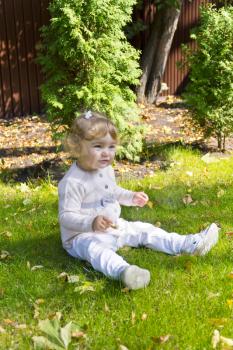 Caucasian beautiful cute infant girl in summer