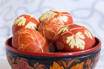 Photo of Easter eggs on white background