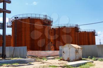 Old fuel tanks on the refinery station
