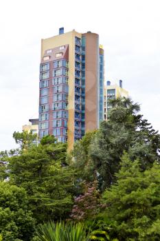 Vertical photo of high building in resort Sochi
