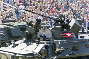 Samara, Russia - May 9, 2016: Military transport at the parade on annual Victory Day
