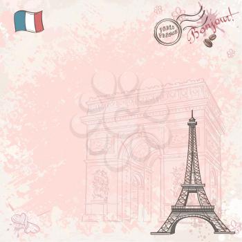 Royalty Free Clipart Image of a Background With an Eiffel Tower