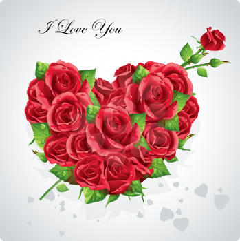 Royalty Free Clipart Image of an I Love You Message With a Rose Heart