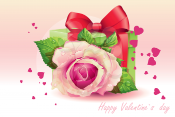 Royalty Free Clipart Image of a Valentine's Greet With a Rose and Hearts