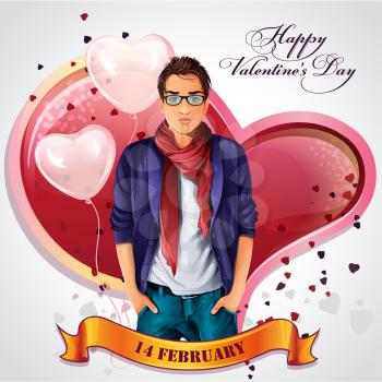 Royalty Free Clipart Image of a Valentine's Greeting With a Man