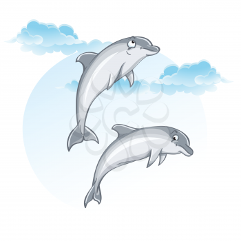 Royalty Free Clipart Image of Dolphins