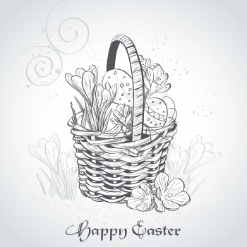 Royalty Free Clipart Image of an Easter Basket Greeting