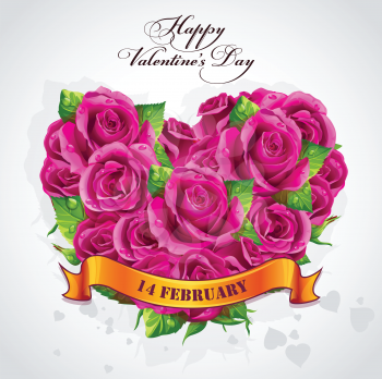 Royalty Free Clipart Image of a Valentine's Day Greeting With a Rose Heart