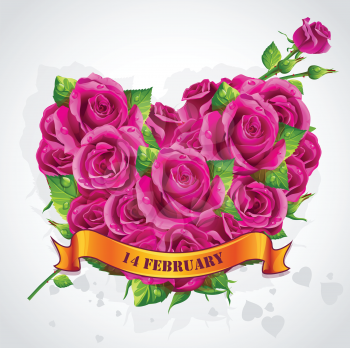 Royalty Free Clipart Image of a Valentine Message With a Rose Heart