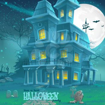 Royalty Free Clipart Image of a Haunted House Background