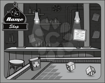 Royalty Free Clipart Image of a Crap Game in a Bar