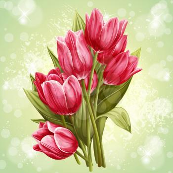 Royalty Free Clipart Image of a Bouquet of Tulips