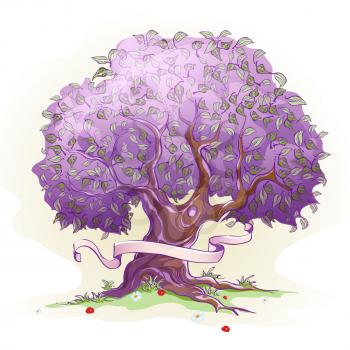 Royalty Free Clipart Image of a Purple Tree