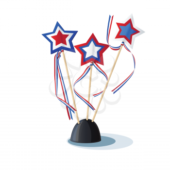 Royalty Free Clipart Image of American Stars on a Stand