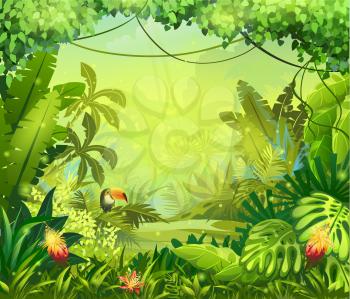 Royalty Free Clipart Image of a Jungle Scene