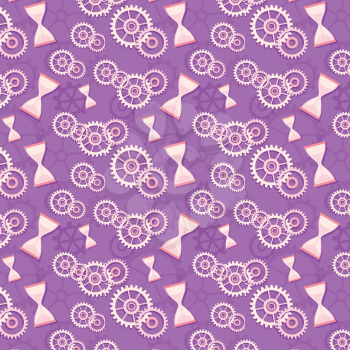 Royalty Free Clipart Image of a Gears and Hourglass Pattern