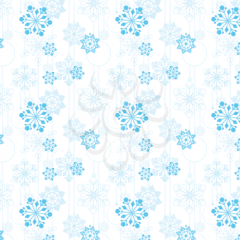 Royalty Free Clipart Image of a Snowflake and Tree Ornament Background