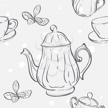 Royalty Free Clipart Image of a Teapot Background