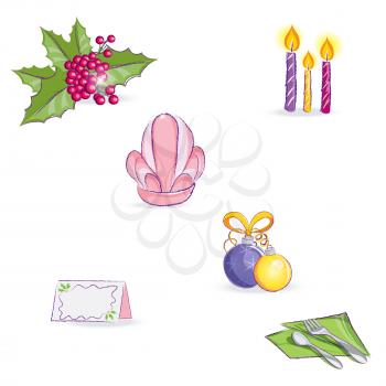 Royalty Free Clipart Image of a Festive Items