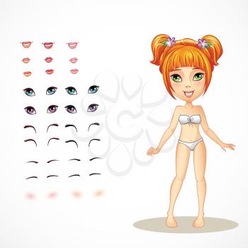 Royalty Free Clipart Image of a Girl With Facial Features at the Side