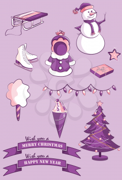 Royalty Free Clipart Image of a Set of Winter Elements