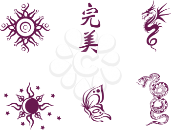 Royalty Free Clipart Image of a Set of Tattoo Images
