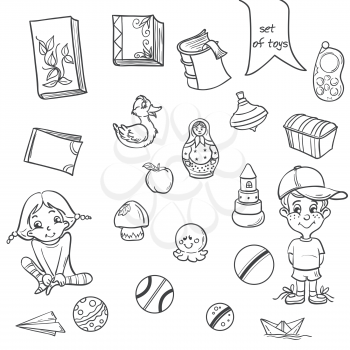 Royalty Free Clipart Image of Children and Toys