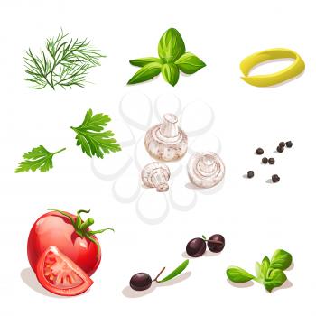 Royalty Free Clipart Image of Vegetables and Herbs