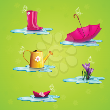 Royalty Free Clipart Image of Rainy Day Items
