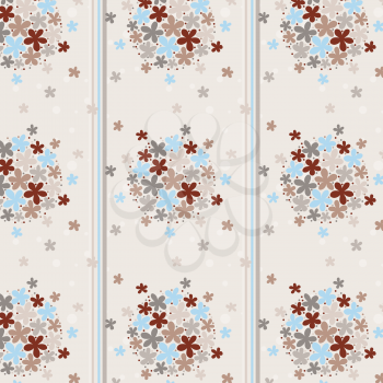 Royalty Free Clipart Image of a Floral Pattern in Stripes