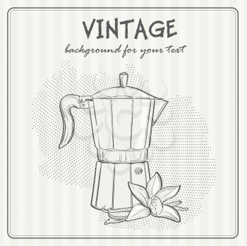 Royalty Free Clipart Image of a Vintage Background With a Coffee Pot